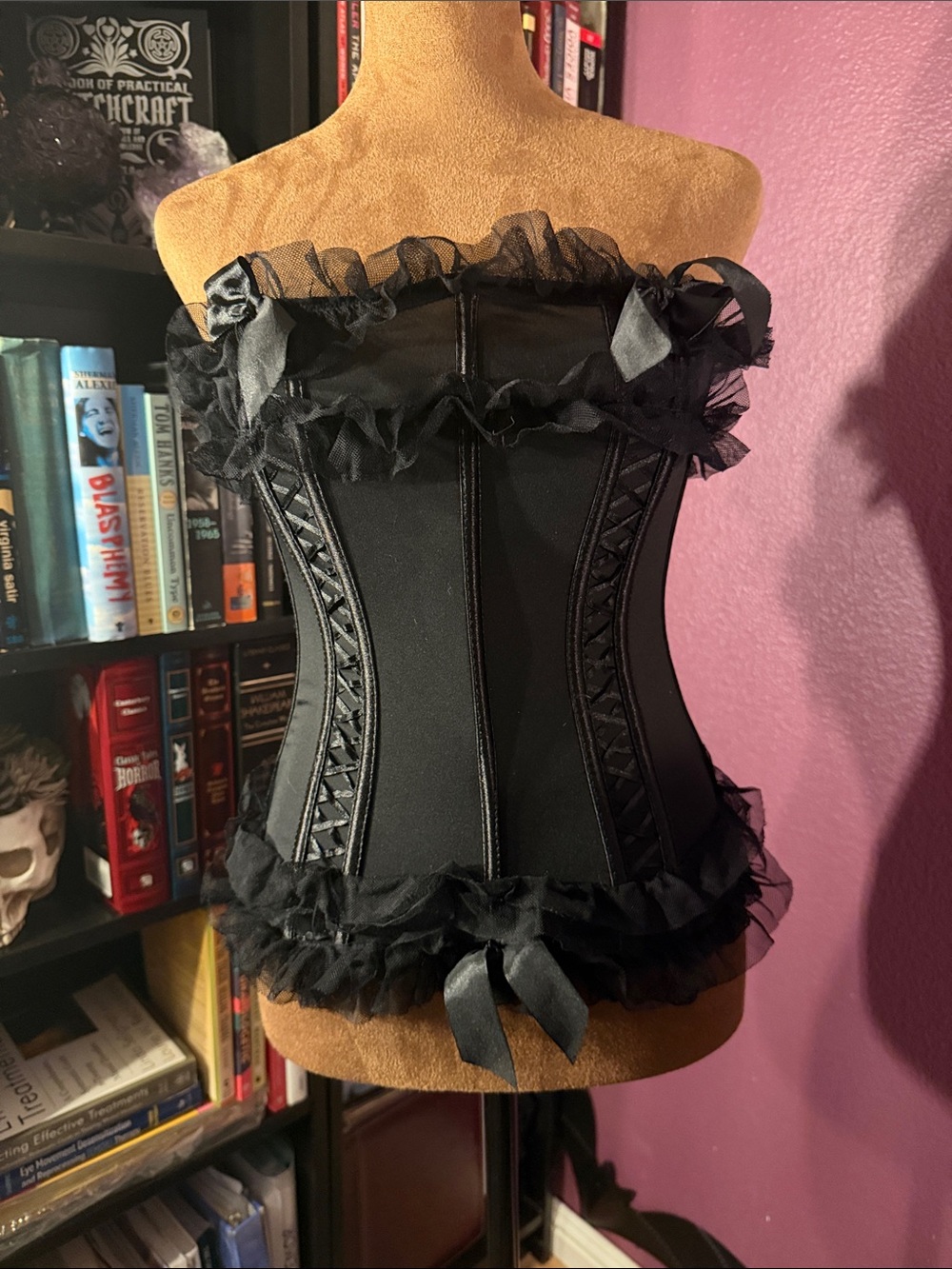 Black Ruffled Corset Top -gorgeous